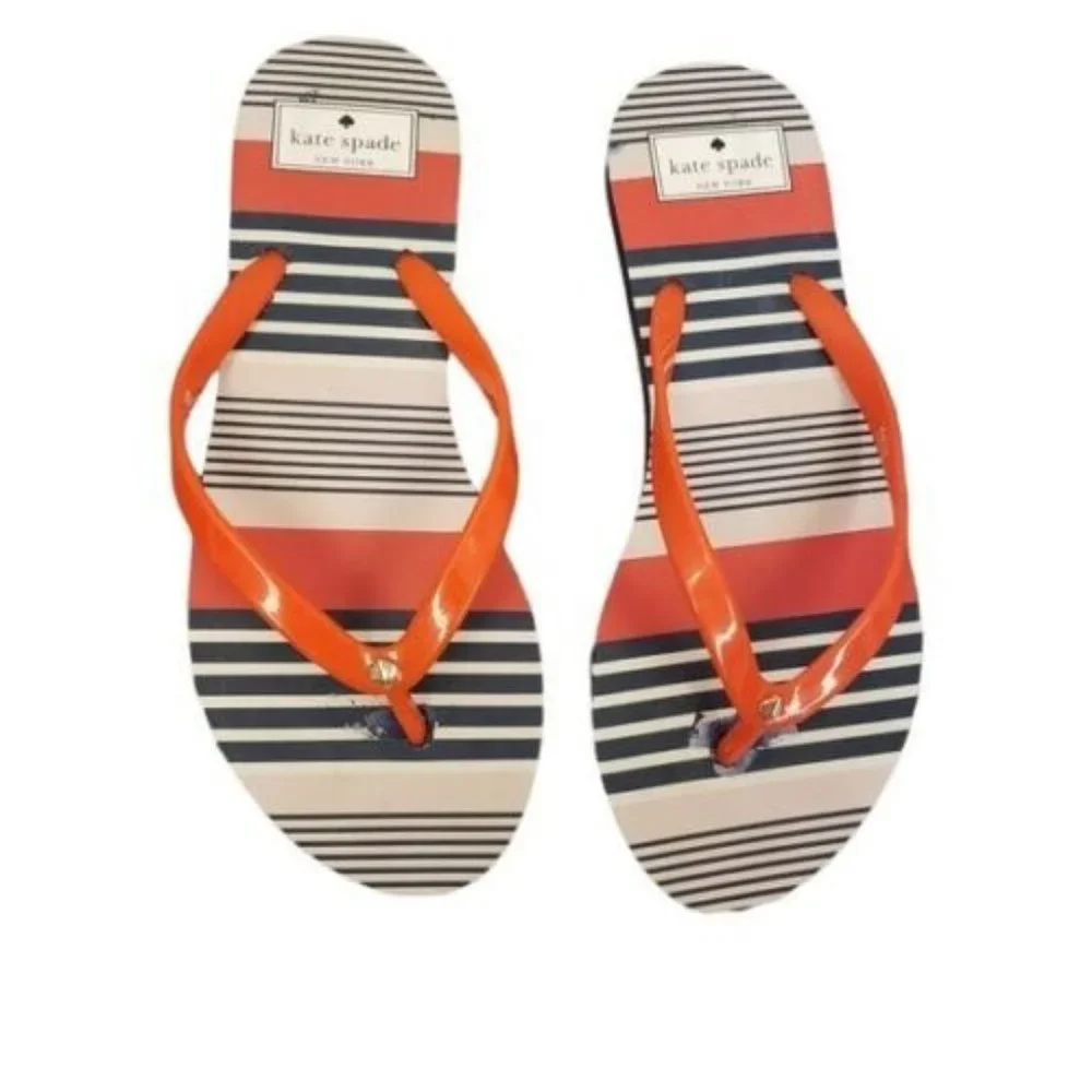 KATE SPADE Feldo Striped Flip Flops Size 5 NEW - Picture 1 of 6